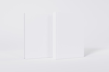 Mockup of a rectangular book with a blank glossy cover on white background. Front and back covers visible. Isolated with clipping path.