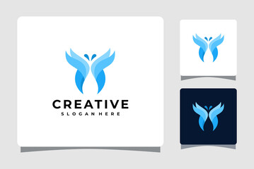Fototapeta na wymiar Blue Butterfly Logo Template Design Inspiration