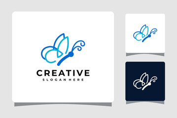 Blue Butterfly Logo Template Design Inspiration