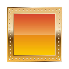 Orange square border with golden frame and diamonds