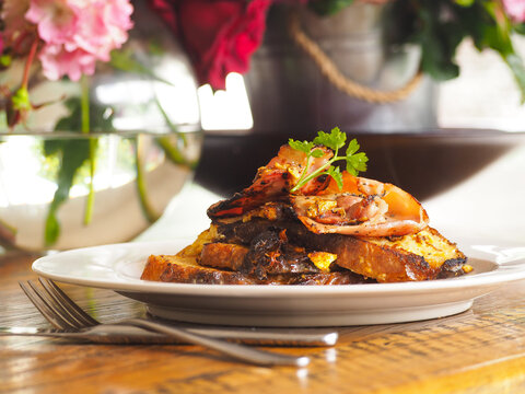 French toast breakfast waiting to be eaten