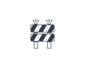 Construction vector flat emoticon. Isolated Black And Yellow Striped Sign illustration. Roadwork Sign icon