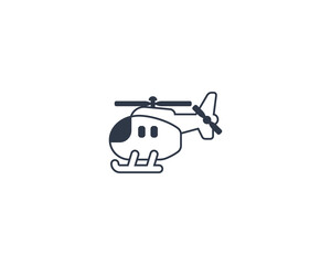 Helicopter vector flat emoticon. Isolated Helicopter illustration. Helicopter icon