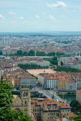 Panoramic view of the large square Bellevue, in the center of Lyon
