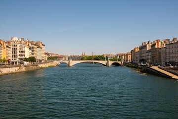 Obraz premium Panoramic view of the river Saone in Lyon France