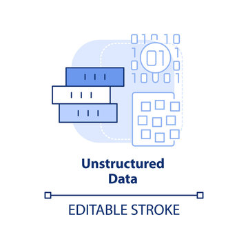 Unstructured data light blue concept icon. Big data type abstract idea thin line illustration. Unorganized storage systems. Isolated outline drawing. Editable stroke. Arial, Myriad Pro-Bold fonts used