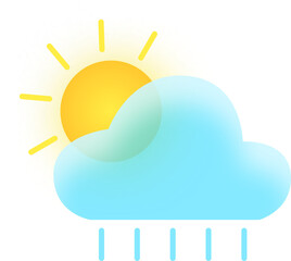 illustration cloud with rain and sun, weather forecast