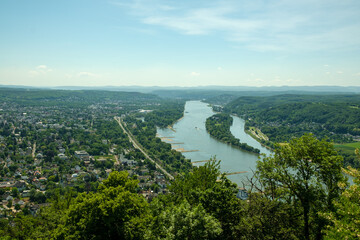 Panoramic view of the river Rhine from the famous Drachenfels in Königswinter Germany