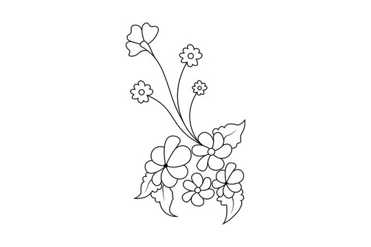 floral hand drawing flower art outline vector