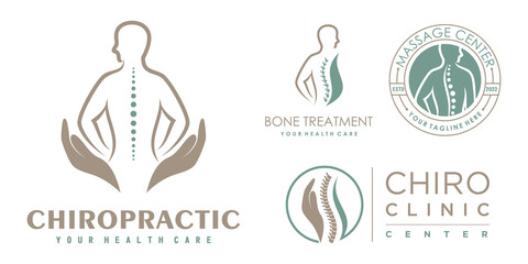 Chiropractic icon set logo design collection for massage teraphy with unique concept Premium Vector - obrazy, fototapety, plakaty