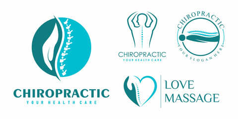 Chiropractic icon set logo design collection for massage teraphy with unique concept Premium Vector