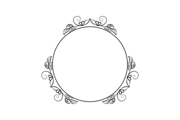 floral circle frame, flower drawing vector