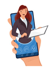 busineswoman in smartphone
