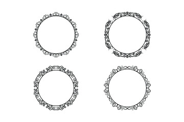  floral circle frame ,flower outline frame vector set