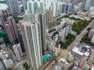 Fototapeta na wymiar Top down view of Hong Kong traffic