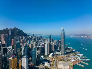 Foto op Plexiglas Top view of Hong Kong city © leungchopan