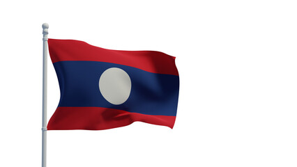 Laos flag, waving in the wind - 3d rendering illustration