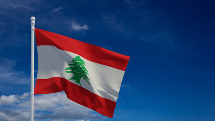 Lebanon flag, waving in the wind - 3d rendering illustration