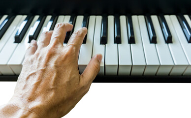 left hand play piano isolated image no people white background