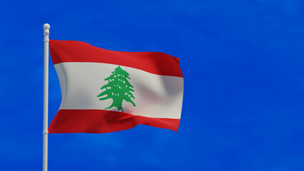 Lebanon flag, waving in the wind - 3d rendering illustration