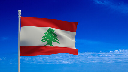 Lebanon flag, waving in the wind - 3d rendering illustration
