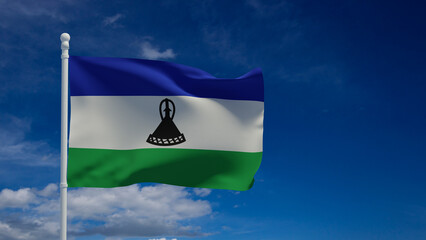 Lesotho flag, waving in the wind - 3d rendering illustration