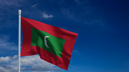 Maldives flag, waving in the wind - 3d rendering illustration.