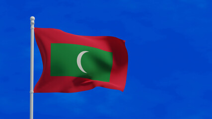 Maldives flag, waving in the wind - 3d rendering illustration.