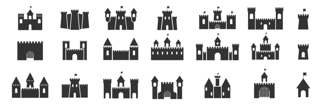 Vector medieval, castle icon set.