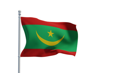 Mauritania flag, waving in the wind - 3d rendering illustration