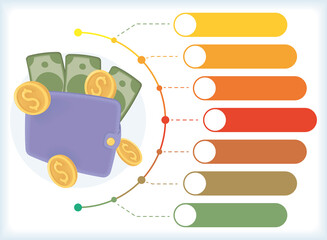 wallet with money infographic