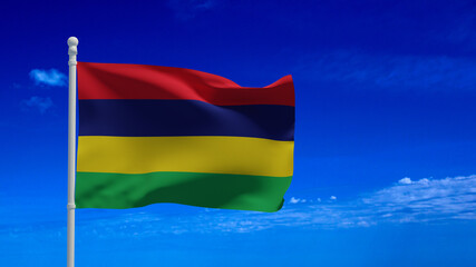 Mauritius flag, waving in the wind - 3d rendering illustration