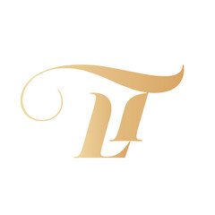 LT monogram logo. Letter l, letter t icon. Alphabet initials isolated on light background. Uppercase lettering sign. Decorative design, calligraphic style characters. Elegant typography.	