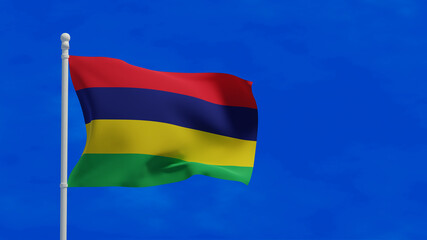 Mauritius flag, waving in the wind - 3d rendering illustration