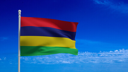 Mauritius flag, waving in the wind - 3d rendering illustration