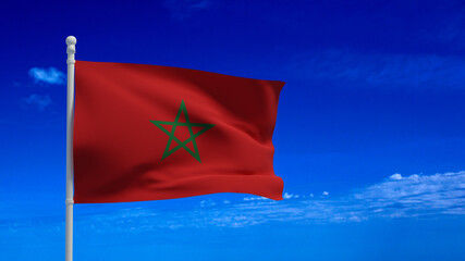 Morocco flag, waving in the wind - 3d rendering illustration