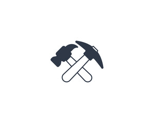 Hammer and Pick Vector Isolated Emoticon. Hammer and Pick Emoji Icon