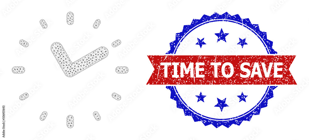 Poster network time framework icon, and bicolor unclean time to save watermark. polygonal wireframe image i