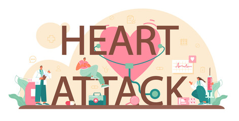 Heart attack typographic header. Idea of heart medical diagnostic