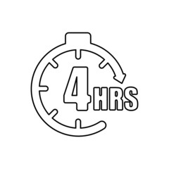 clock icon, concept 4 hours later, vector illustration