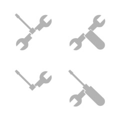 wrench icon with a screwdriver on a white background, vector illustration