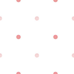 Polka dots colorful pattern on white background. Watercolor illustration