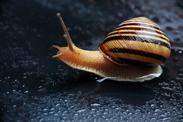 beautiful striped snail in the studio