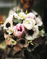 A close up of a wedding bouquet