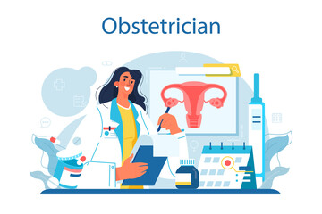 Obstetrician. Reproductologist and reproductive health. Gynecologist doctor - obrazy, fototapety, plakaty