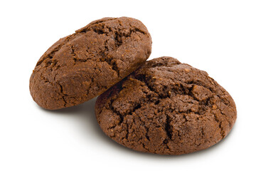 chocolate cookies isolated on white background with clipping path and full depth of field