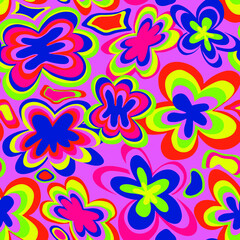 Obraz premium Abstract Hand Drawing Retro Large Daisy Flowers Seamless Vector Pattern Isolated Background