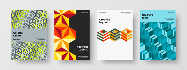 Fototapeta premium Colorful geometric tiles banner layout set. Isolated poster vector design illustration composition.