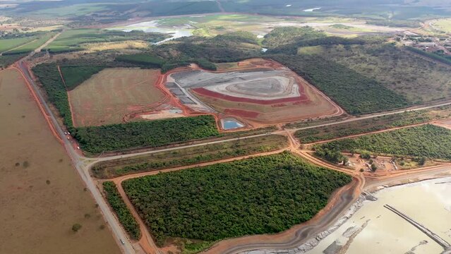 Aerial view of tailings from a niobium beneficiation plant