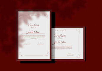 Two Framed Certificates Mockup